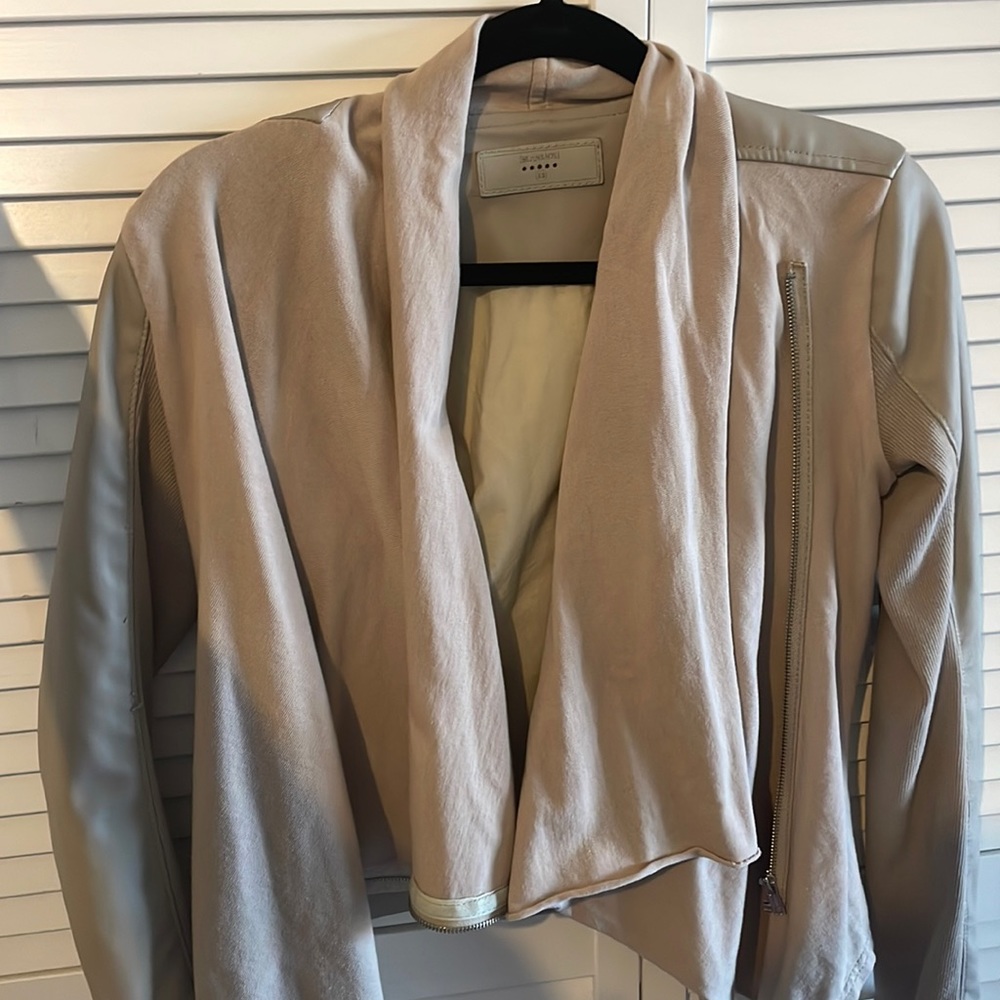 Blank NYC asymmetrical zip up - mix of leather and cotton